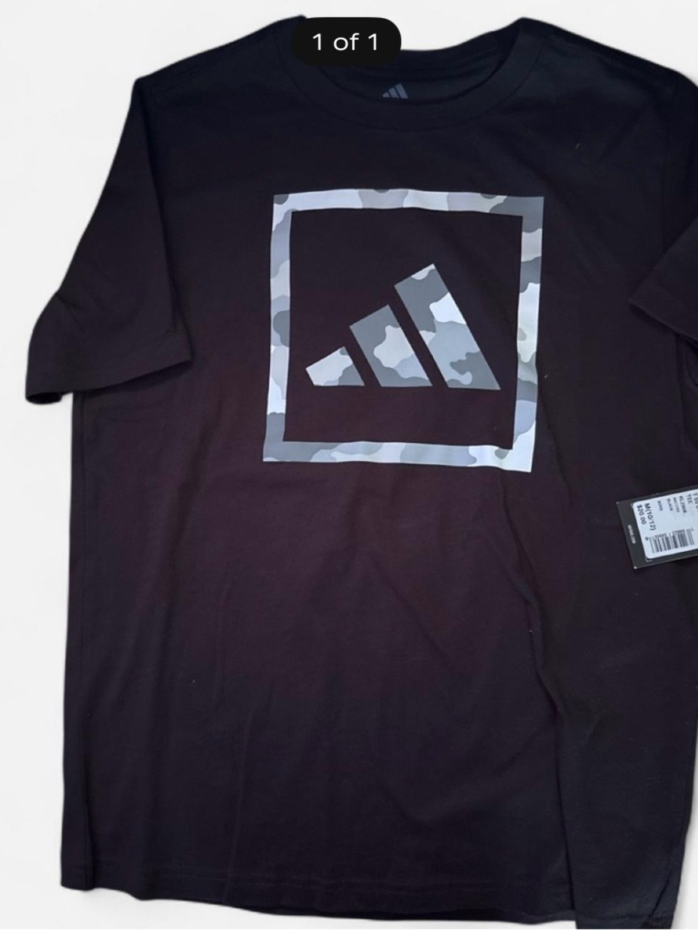 Adidas Black Short-Sleeve Tee with Gray Camo Logo